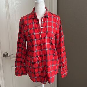 JCrew Factory Boy Fit Red Plaid Shirt Size XS